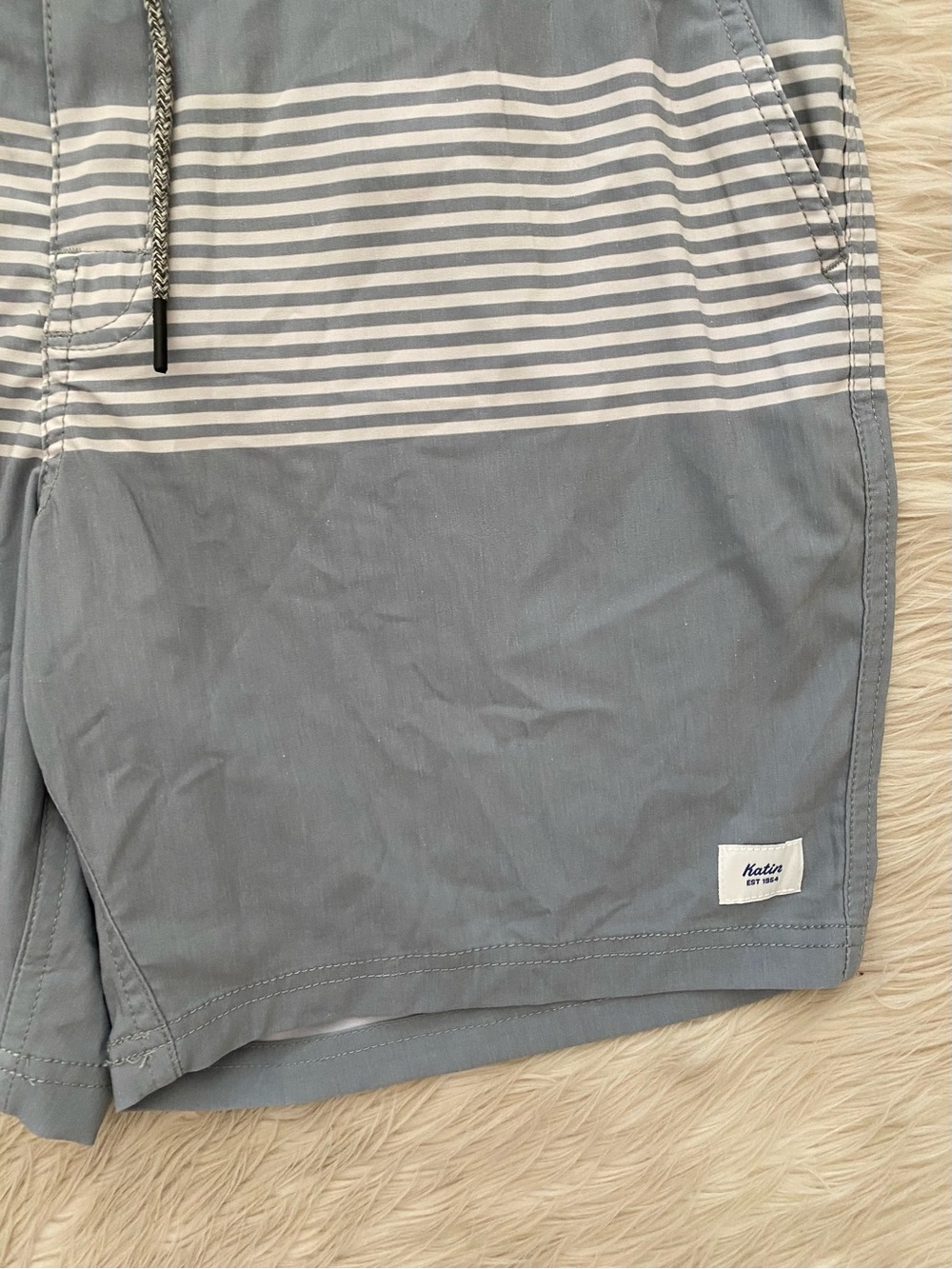 Katin Men's Roam Boardshort Swim Trunks Swimsuit Steel Blue Gray Stripe 31 - Picture 4 of 15
